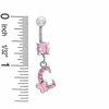 Thumbnail Image 1 of 014 Gauge Butterfly "C" Belly Button Ring with Pink Crystals in Stainless Steel