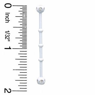 014 Gauge White Enamel Industrial Barbell with Crystals in Stainless Steel
