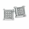 Diamond Accent Pavé Square Earrings in Sterling Silver