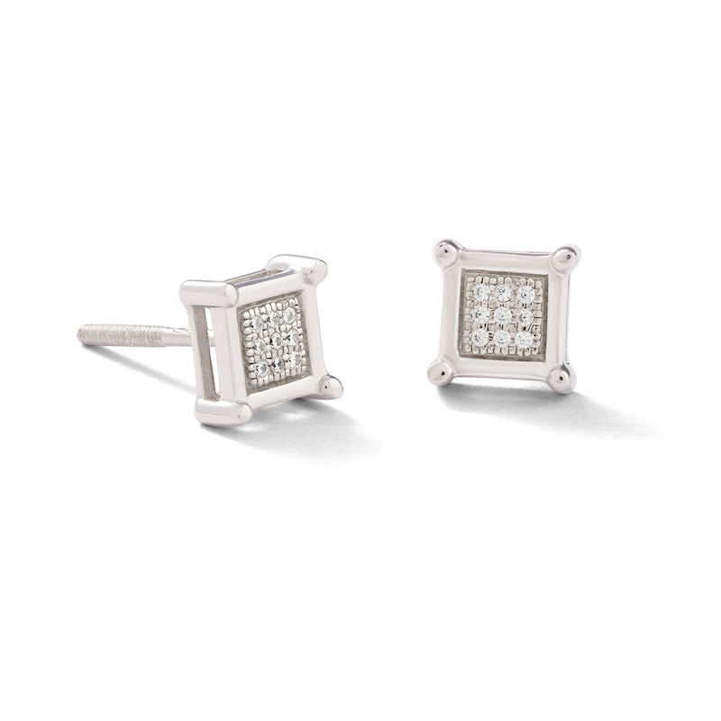 Diamond Accent Pavé Square Earrings in Sterling Silver