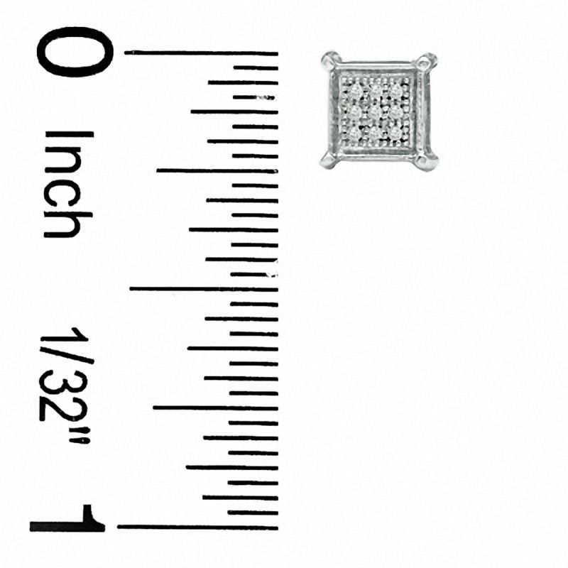 Diamond Accent Pavé Square Earrings in Sterling Silver