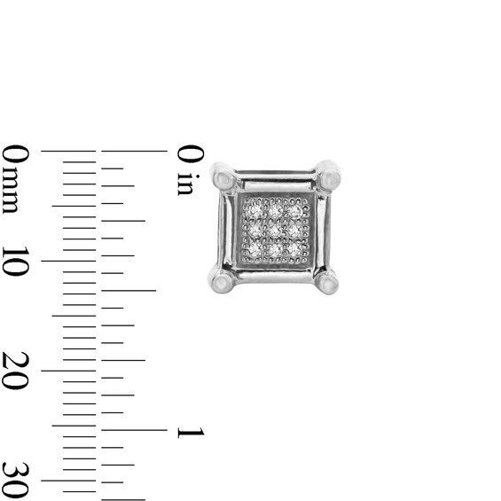 Diamond Accent Pavé Square Earrings in Sterling Silver