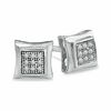 Diamond Accent Pavé Curved Frame Earrings in Sterling Silver