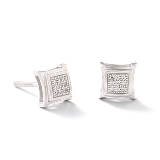 Diamond Accent Pavé Curved Frame Earrings in Sterling Silver