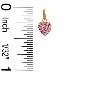 Pink Crystal Heart Charm in 10K Gold