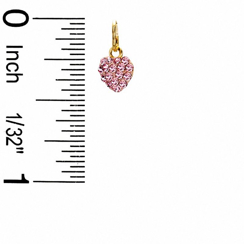 Pink Crystal Heart Charm in 10K Gold