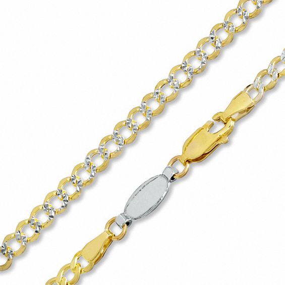 Reversible 14K Gold over Sterling Silver 3.6mm Pavé Curb Chain Necklace