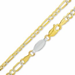 Made in Italy Reversible 080 Gauge Pavé Figaro Chain Necklace in 14K Gold Bonded Sterling Silver - 20&quot;