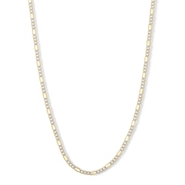 Made in Italy Reversible 080 Gauge Pavé Figaro Chain Necklace in 14K Gold Bonded Sterling Silver - 20&quot;