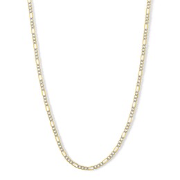 14K Gold Bonded Reversible Pavé Figaro Chain Made in Italy - 20&quot;