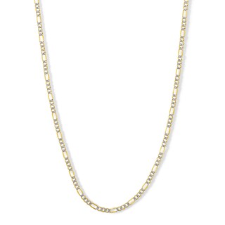 14K Gold Bonded Reversible Pavé Figaro Chain Made in Italy - 20"