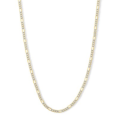 14K Gold Bonded Reversible Pavé Figaro Chain Made in Italy - 20"