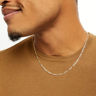 14K Gold Bonded Reversible Pavé Figaro Chain Made in Italy - 20"