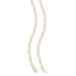 14K Gold Bonded Reversible Pavé Figaro Chain Made in Italy - 20"