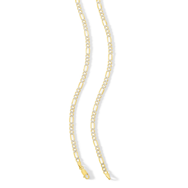 Made in Italy Reversible 080 Gauge Pavé Figaro Chain Necklace in 14K Gold Bonded Sterling Silver - 20"