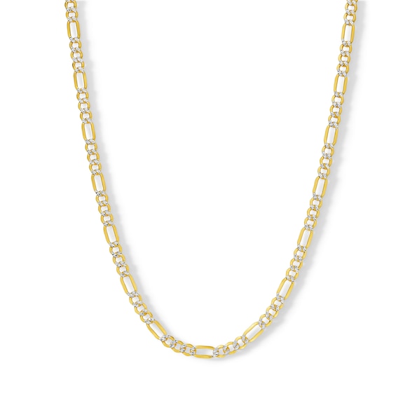 14K Gold Bonded Reversible PavÃ© Figaro Chain Made in Italy