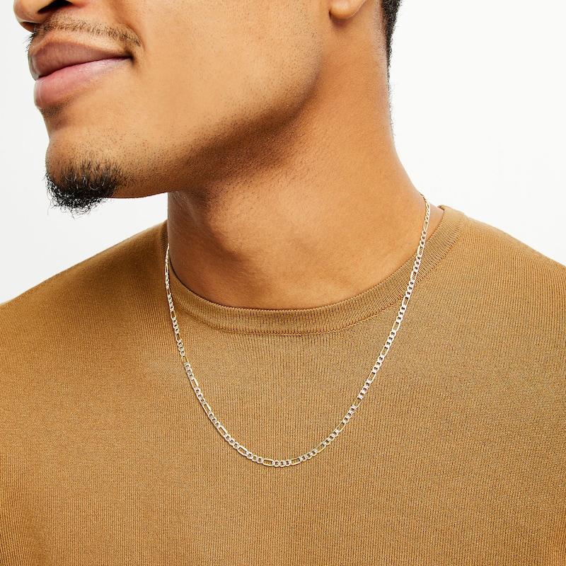 Main Image 2 of 14K Gold Bonded Reversible Pavé Figaro Chain Made in Italy - 22"