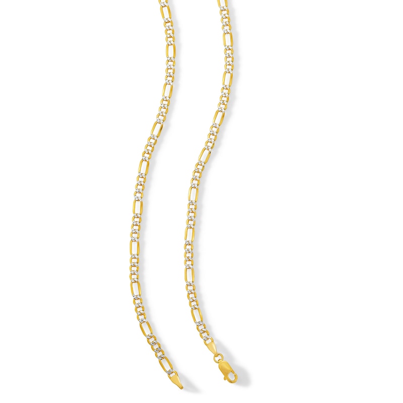 Main Image 3 of 14K Gold Bonded Reversible Pavé Figaro Chain Made in Italy - 22"