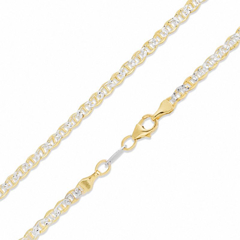 Main Image 1 of Reversible 080 Gauge Pavé Mariner Chain Necklace in 14K Gold Bonded Sterling Silver - 22"