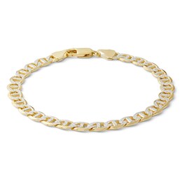 Made in Italy Reversible 140 Gauge Mariner Chain Bracelet in 14K Gold over Silver - 8&quot;