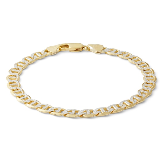 Made in Italy Reversible 140 Gauge Mariner Chain Bracelet in 14K Gold over Silver - 8"