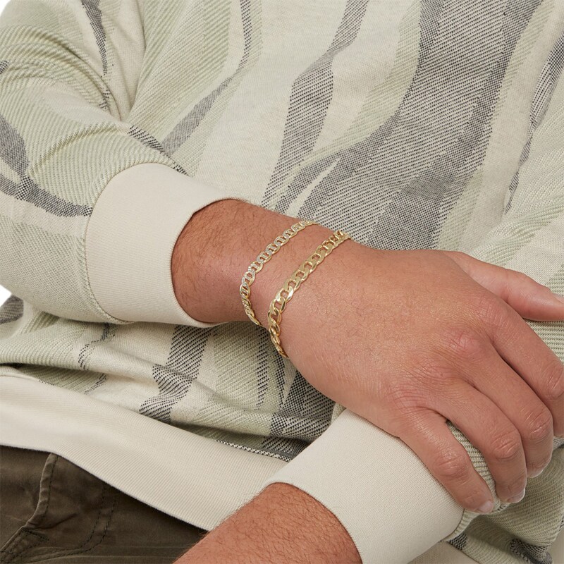 Main Image 5 of Made in Italy Reversible 140 Gauge Mariner Chain Bracelet in 14K Gold over Silver - 8"