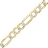Reversible 220 Gauge Pavé Figaro Chain Bracelet in Sterling Silver with 14K Gold Plate- 9"