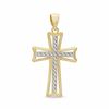 Thumbnail Image 1 of 14K Gold Medium Diamond-Cut Cross Two-Tone Necklace Charm