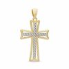 Thumbnail Image 0 of Medium Diamond-Cut Cross Charm in 14K Solid Two-Tone Gold