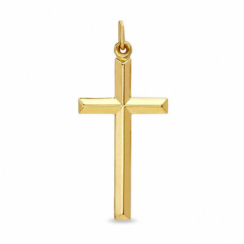 Small Polished Cross Charm in 14K Gold