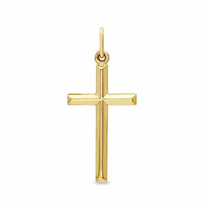 Polished Cross Charm in 14K Gold