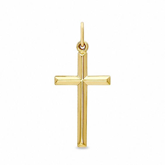 Polished Cross Charm in 14K Gold