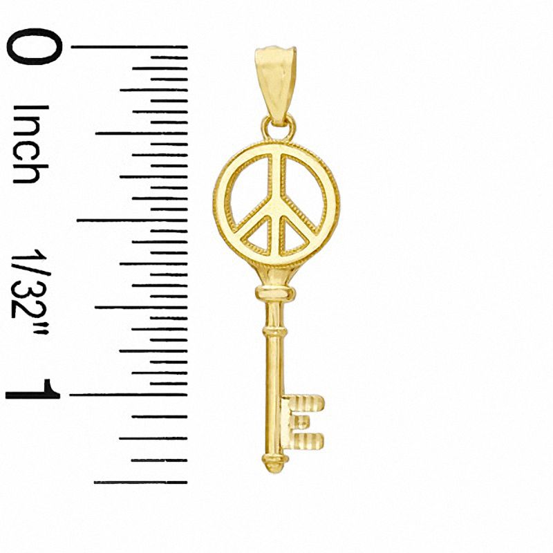 Peace Sign Key Charm in 10K Gold