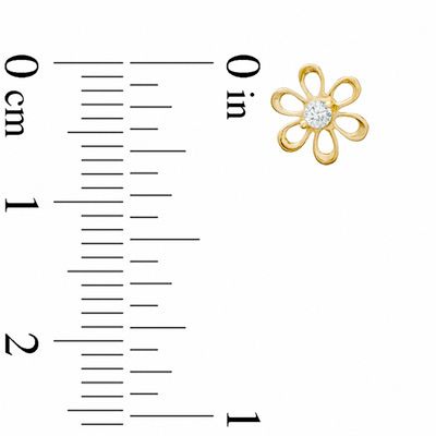 Cubic Zirconia Flower Stud Earrings in 10K Gold