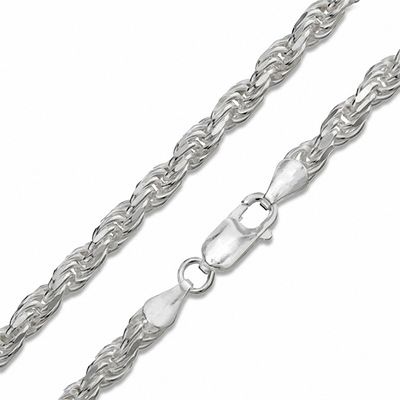 Sterling Silver 100 Gauge Diamond-Cut Rope Chain Necklace - 36"