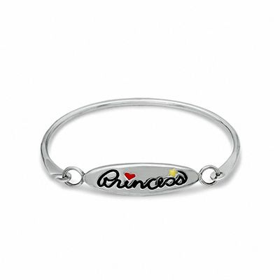 Child's Enamel Princess ID Bangle in Sterling Silver