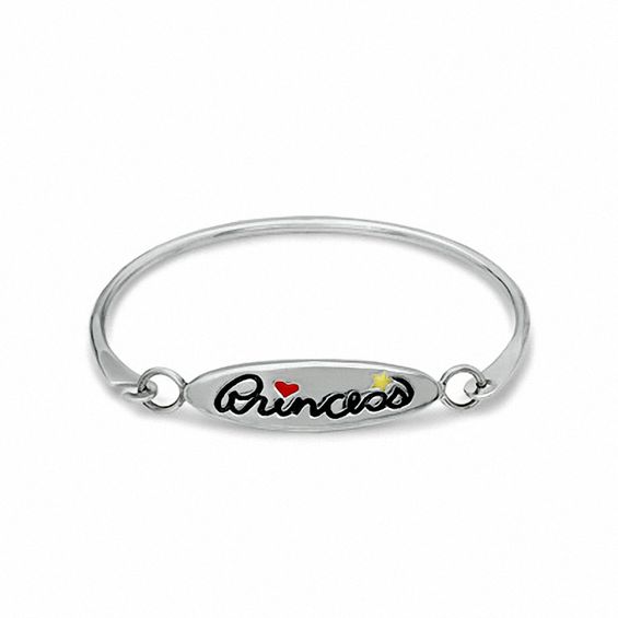 Child's Enamel Princess ID Bangle in Sterling Silver
