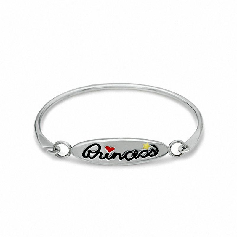 Child's Enamel Princess ID Bangle in Sterling Silver