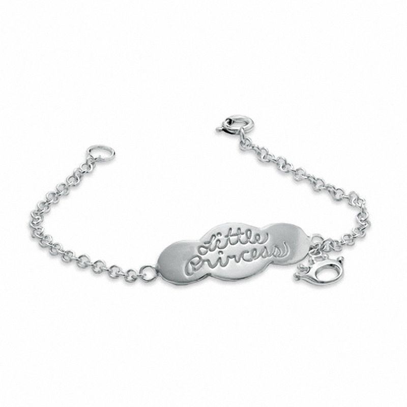 Main Image 1 of Child's Little Princess with Crown Bracelet in Sterling Silver - 5.5"
