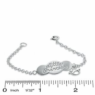 Child's Little Princess with Crown Bracelet in Sterling Silver - 5.5"