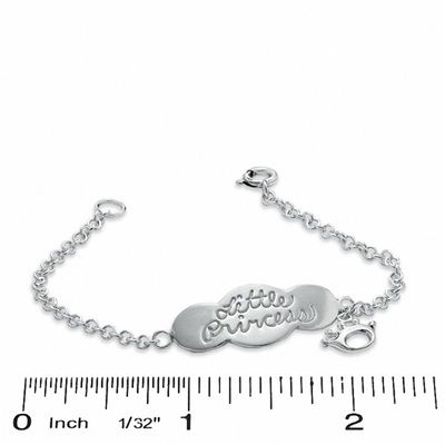 Child's Little Princess with Crown Bracelet in Sterling Silver - 5.5"