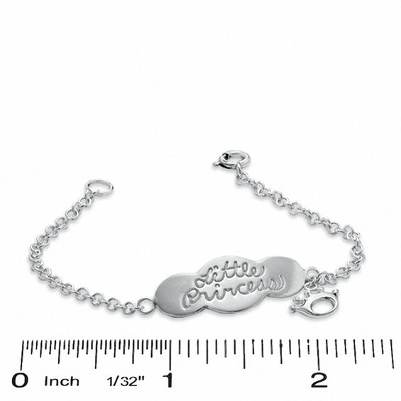 Child's Little Princess with Crown Bracelet in Sterling Silver - 5.5"