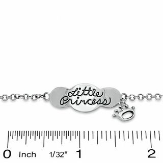 Child's Little Princess with Crown Bracelet in Sterling Silver - 5.5"