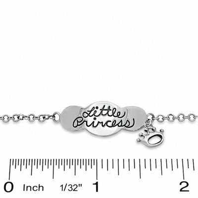 Child's Little Princess with Crown Bracelet in Sterling Silver - 5.5"