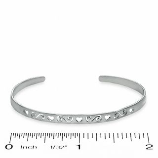 Child's 4mm Heart Swirls Cutout Bangle in Sterling Silver