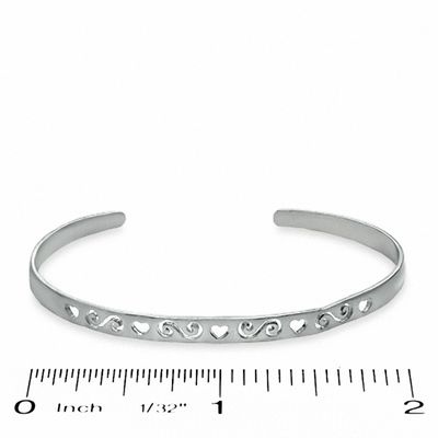 Child's 4mm Heart Swirls Cutout Bangle in Sterling Silver