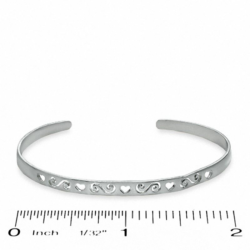 Main Image 2 of Child's 4mm Heart Swirls Cutout Bangle in Sterling Silver