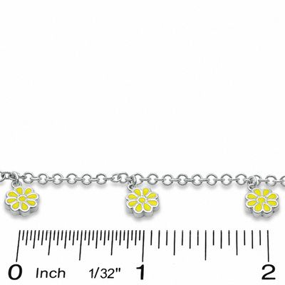 Child's Yellow Daisy Charm Bracelet in Sterling Silver - 5.5"