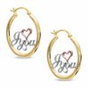 Thumbnail Image 0 of I Love You Hoop Earrings in 10K Tube Hollow Tri-Tone Gold