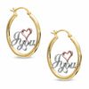 Thumbnail Image 1 of I Love You Hoop Earrings in 10K Tube Hollow Tri-Tone Gold
